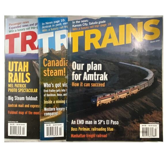 Vtg Lot 3 Trains Jan Feb Mar 2002 Magazine Amtrak Freight Railroad Collect Steam - Picture 1 of 9